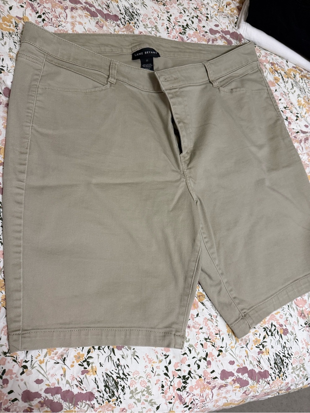 Lane Bryant Flat-Front Bermuda Shorts in Khaki